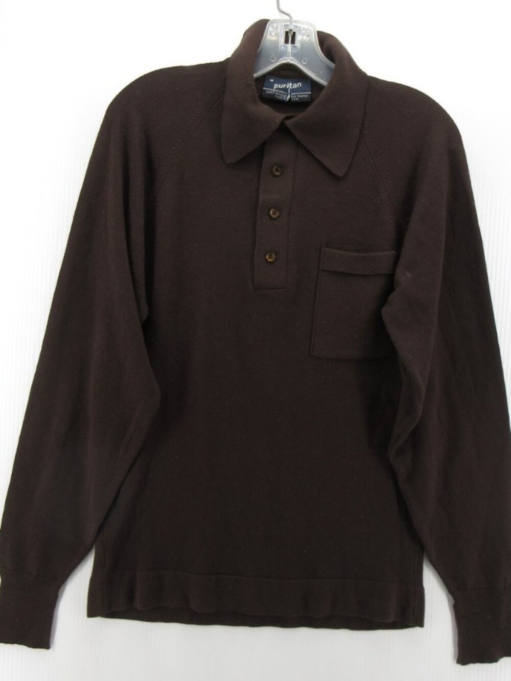 VINTAGE Puritan Sweater Medium Soft Touch Polo 70s Leisure USA Made *